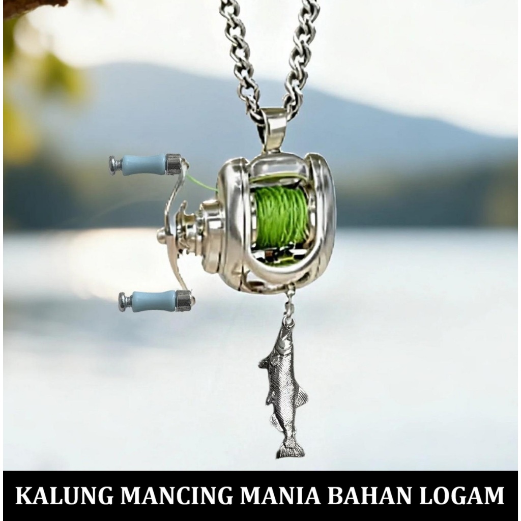 READY STOK Kalung Mancing mania Men's man man's neklace joran pancing ikan bahan stainless steel log