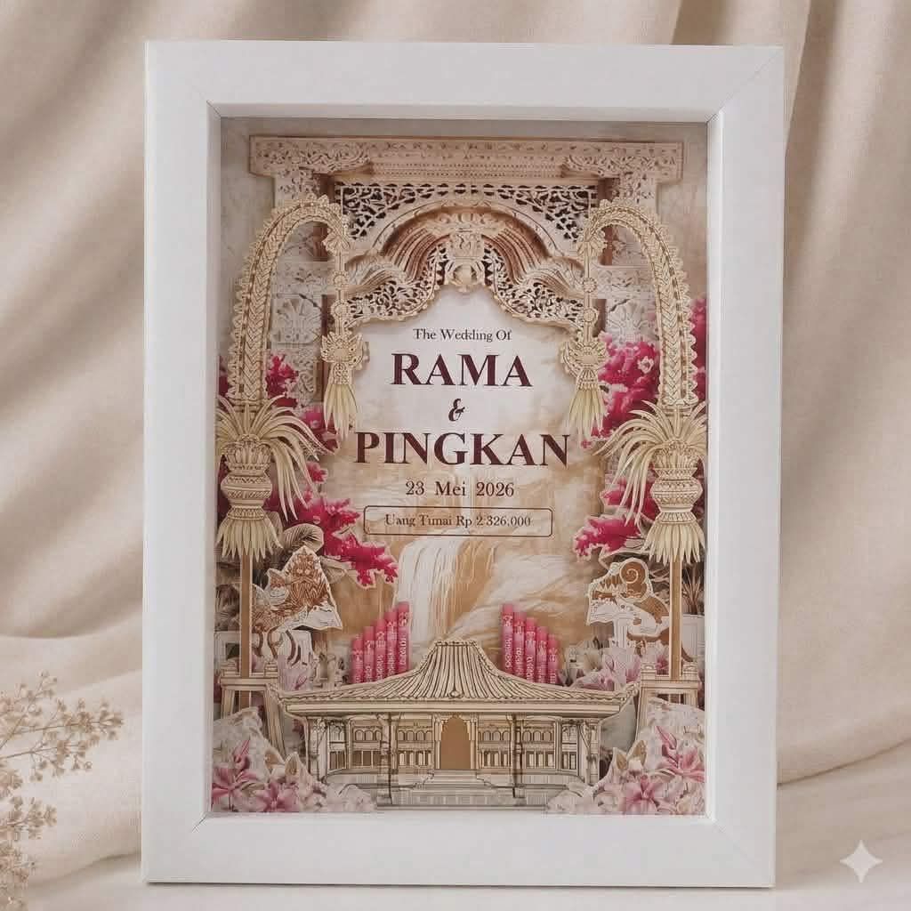 Mahar Pernikahan Wayang/Mahar Jawa Pop-Up Unik 30x40/Frame 3D