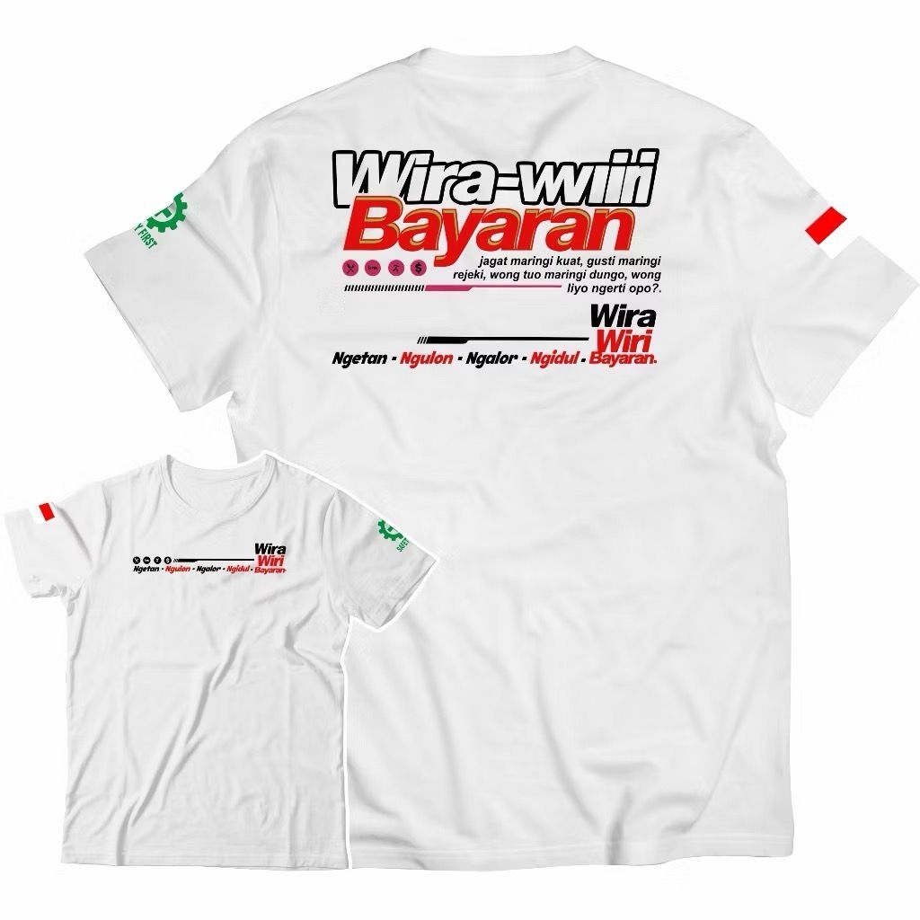 ￼Tshirt Baju Kaos Wira Wiri Bayaran Hijau Stabilo Baju Distro Viral Kata Pria Unisex - Kaos Kata Kat