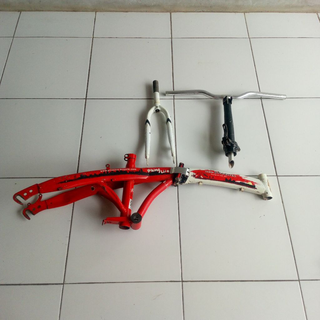Frame batang,Fork garfu & handle bar stang sepeda lipat  Phoenix ukuran roda 20inch copotan