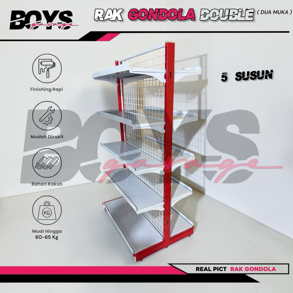 Rak Minimarket Double 5 Susun x2 T. 170 Rak Double minimarket starting & jointing Rak Single Minimar