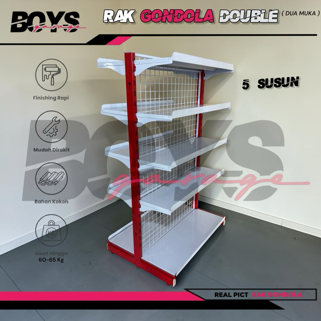 Rak Minimarket Double 5 Susun T. 150 & T.120 Rak gondola double minimarket starting & jointing Rak D