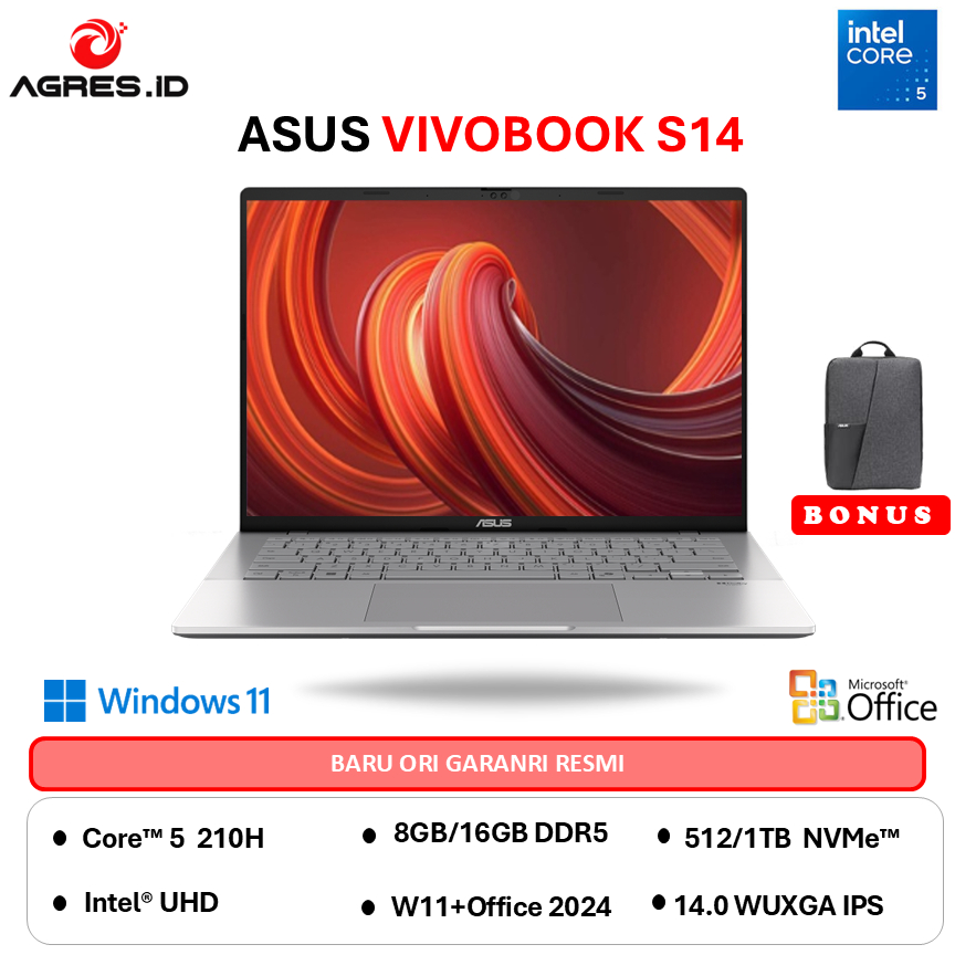 ASUS VIVOBOOK S14 S3407VA CORE I5 210H - RAM 16GB 1TB W11+OHS+M365B 14" WUXGA IPS - VIPS5112M