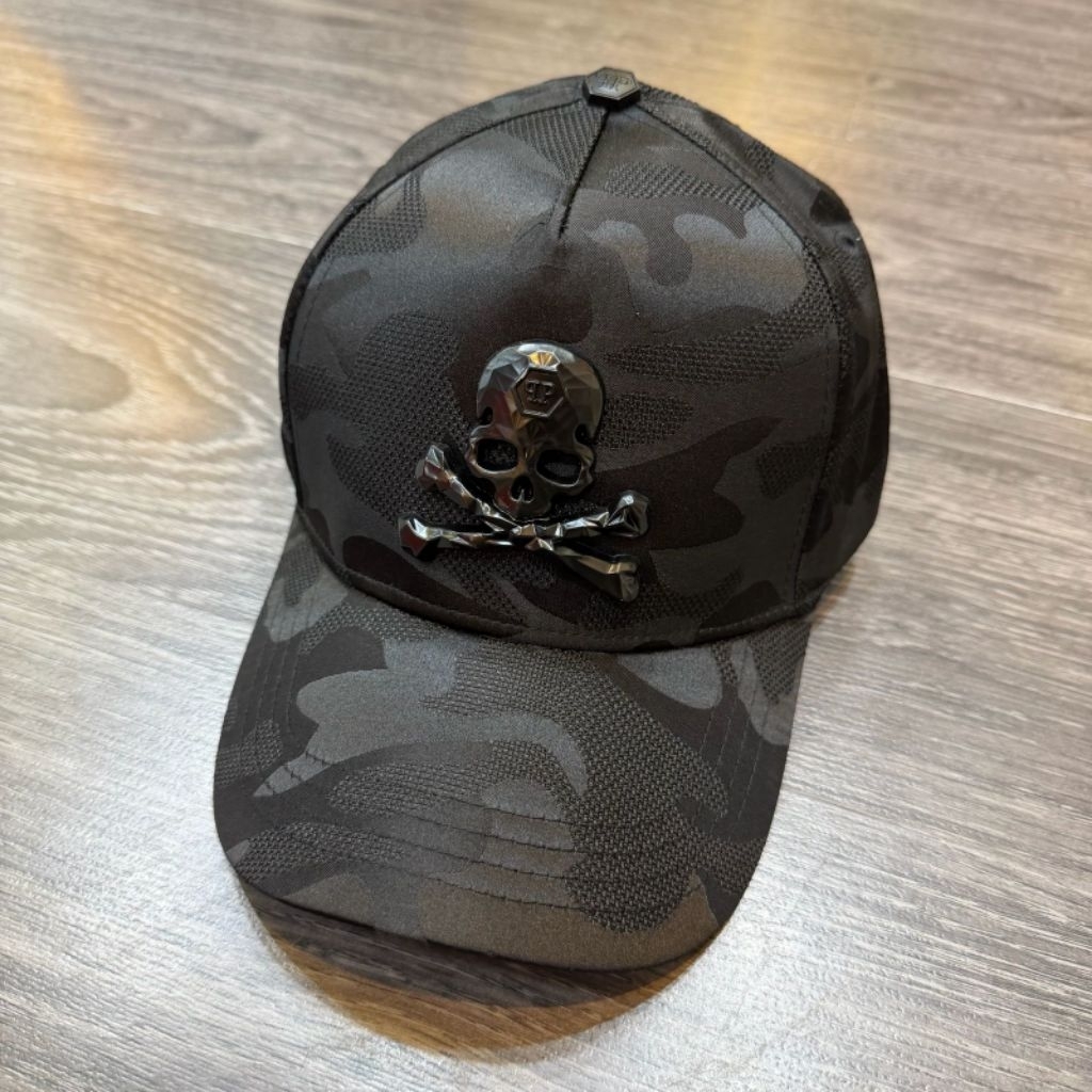 Topi Philipp Plein Logo Skull Besi Black CAMO Topi Baseball Import