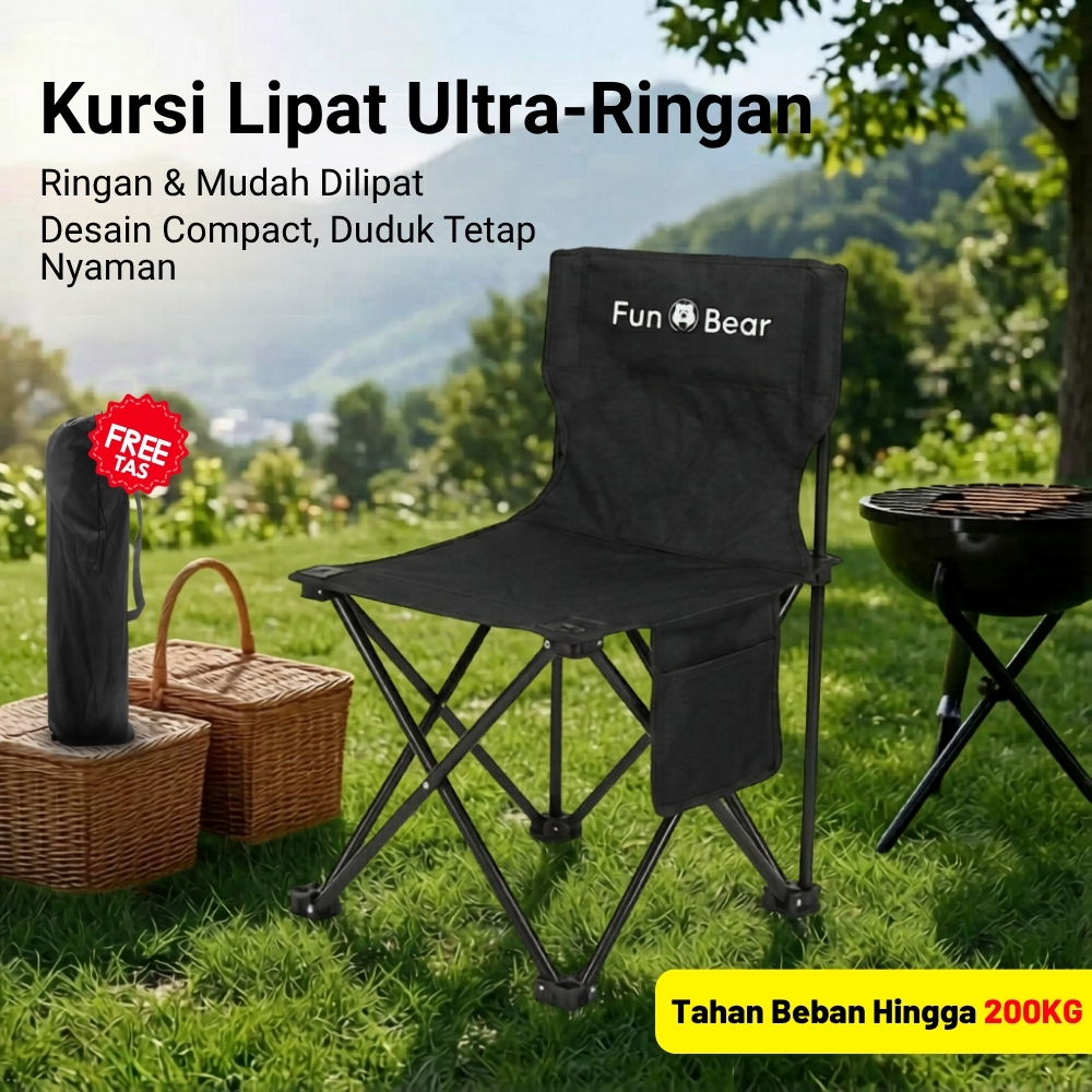 Kursi Lipat Portabel Fun Bear Kursi Santai Teras Rumah Belakang Kursi Kamar Minimalis Tempat Duduk C