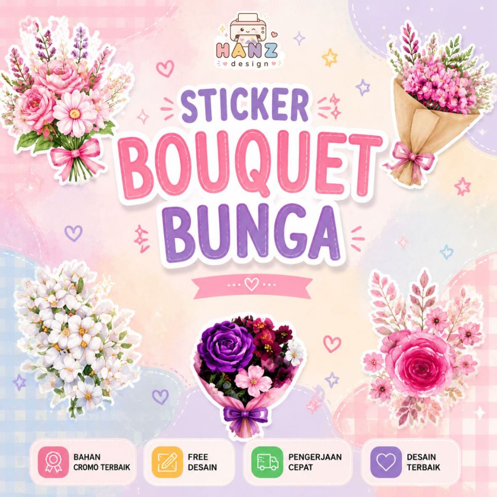 ( isi 110 pcs  ) Stiker Buket Bunga Label Sticker Bouquet Flower Bisa Custom Stiker Bunga Buket Bouq