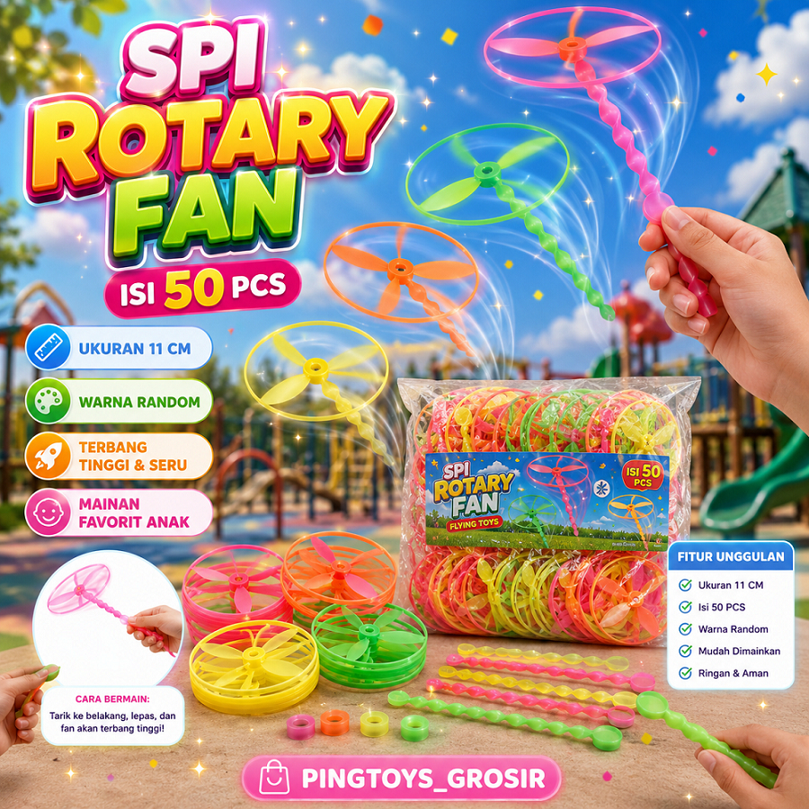 [PT] MAINAN ANAK BALING BALING PLASTIK UFO/KITIRAN TERBANG MIX WARNA *SPI ROTARY FAN*