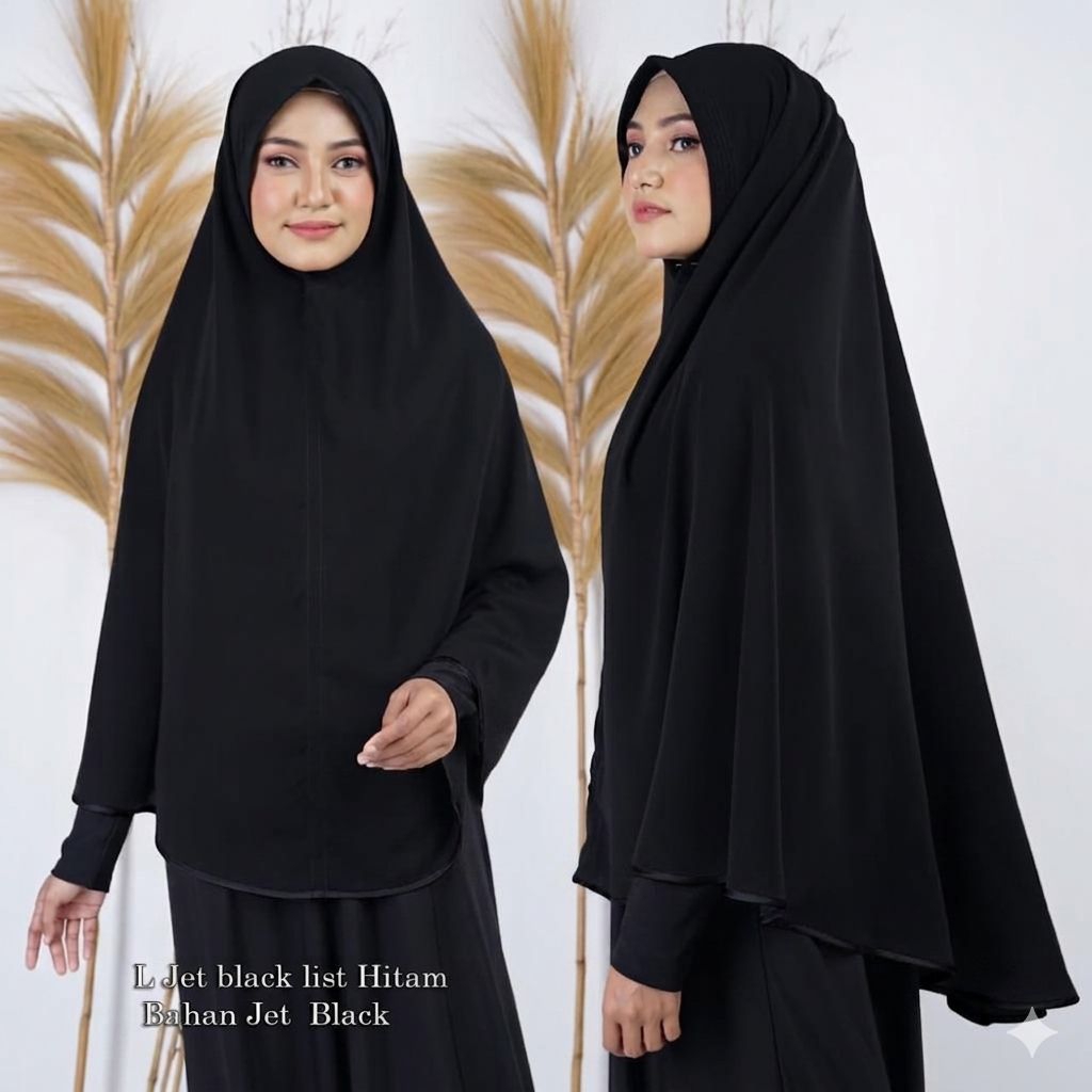KHIMAR JETBLACK OTOMEN UK L LIST HITAM NON PET