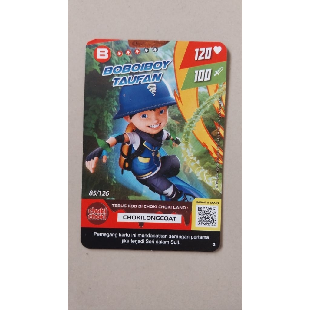 Kartu boboiboy pendukung ABC asli choki choki