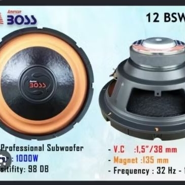 SPEAKER COMPONENT SUBWOOFER 12 INCH AMERICAN BOSS 12BSW38