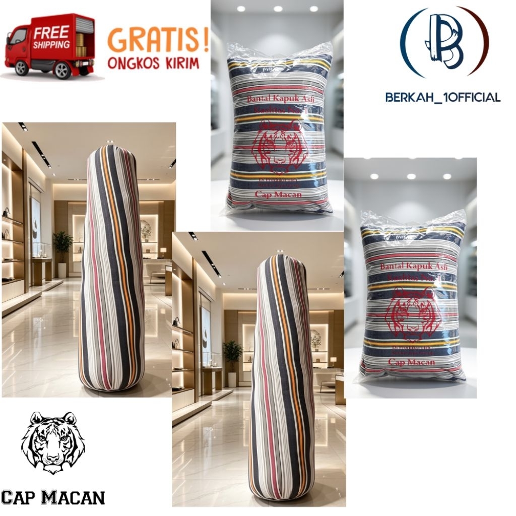 Bantal Kapuk Asli 2  Dan Guling 2 Paket 4 ekonomis Cap MACAN