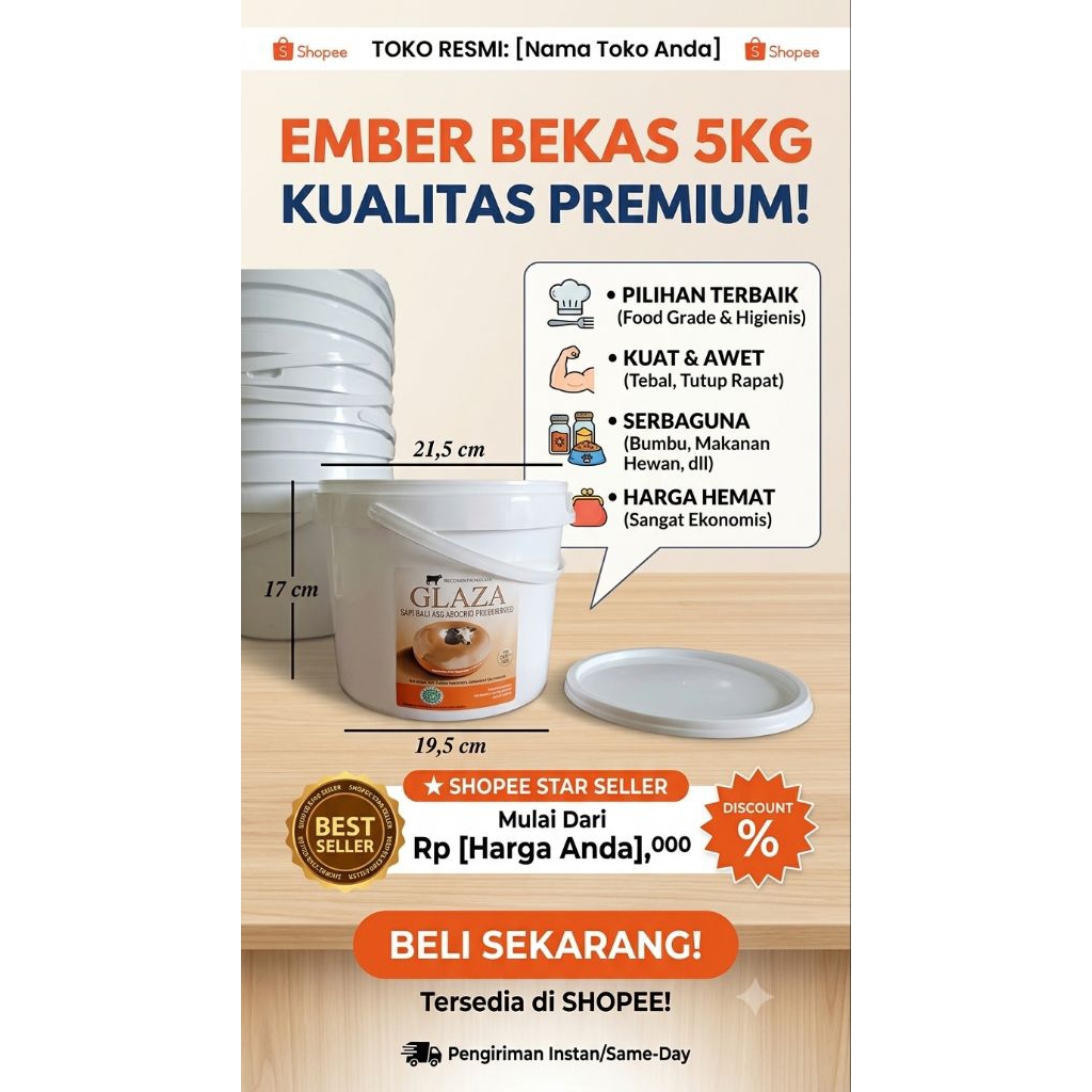 Ember Bekas PLASTIK ukuran 5kg
