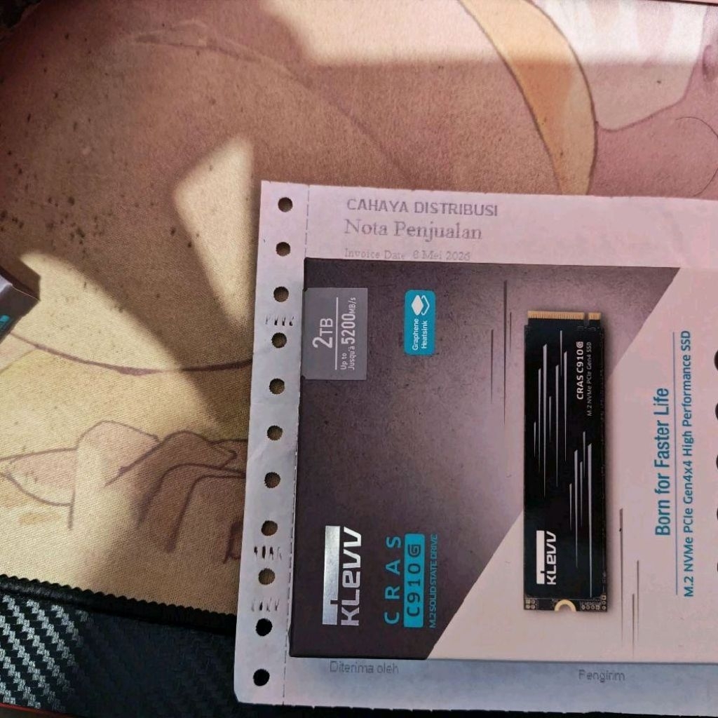 SSD NVME Klevv Cras C910G gen 4 kapasitas 2 TB  speed 5200/4800 MB/s