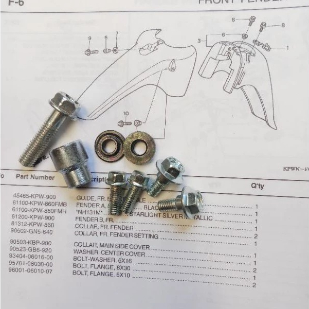Baut set Spakbor Depan Honda Kirana