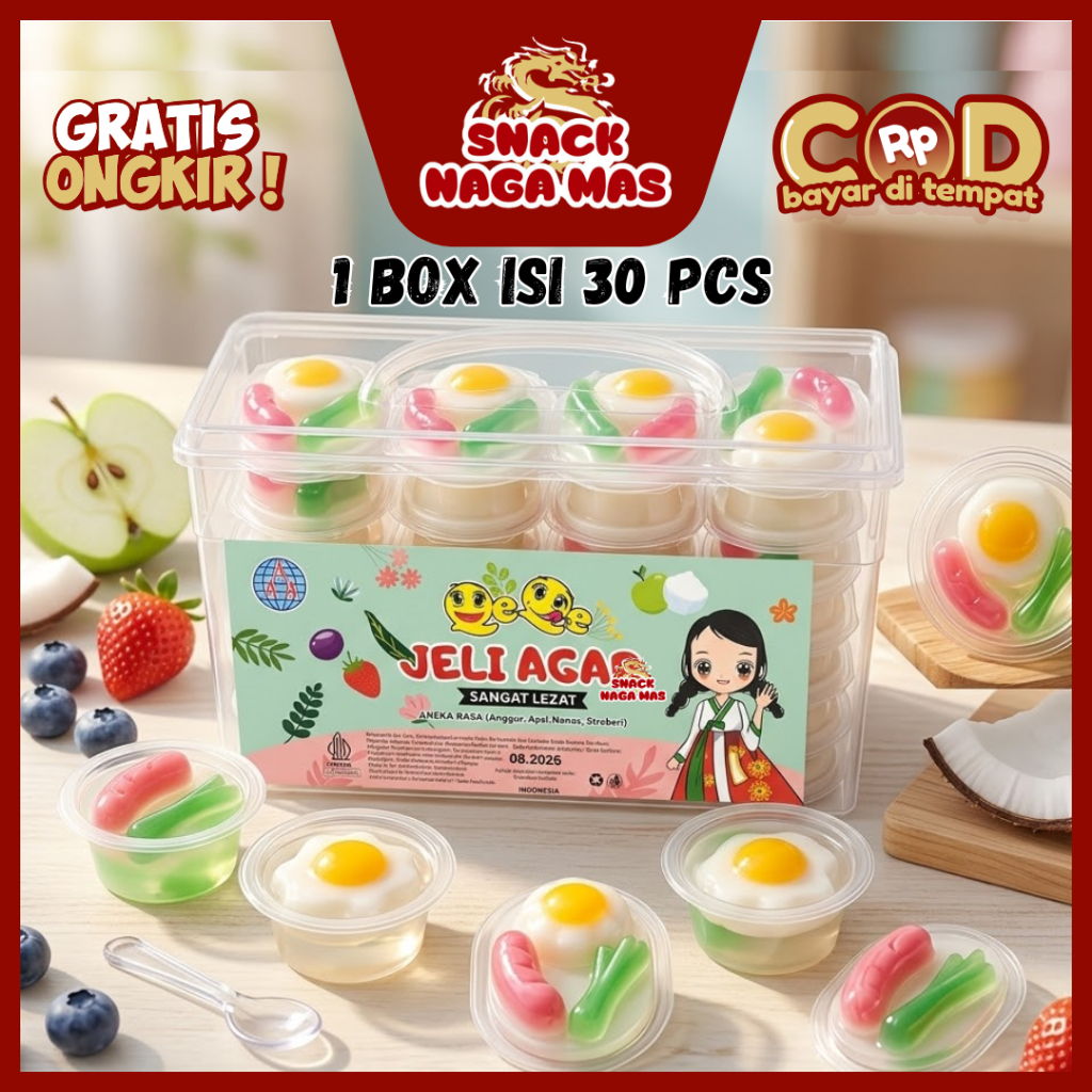 QEQE JELI SAYUR TUPPERWARE RASA BUAH [1 TOPLES ISI 30 PCS]
