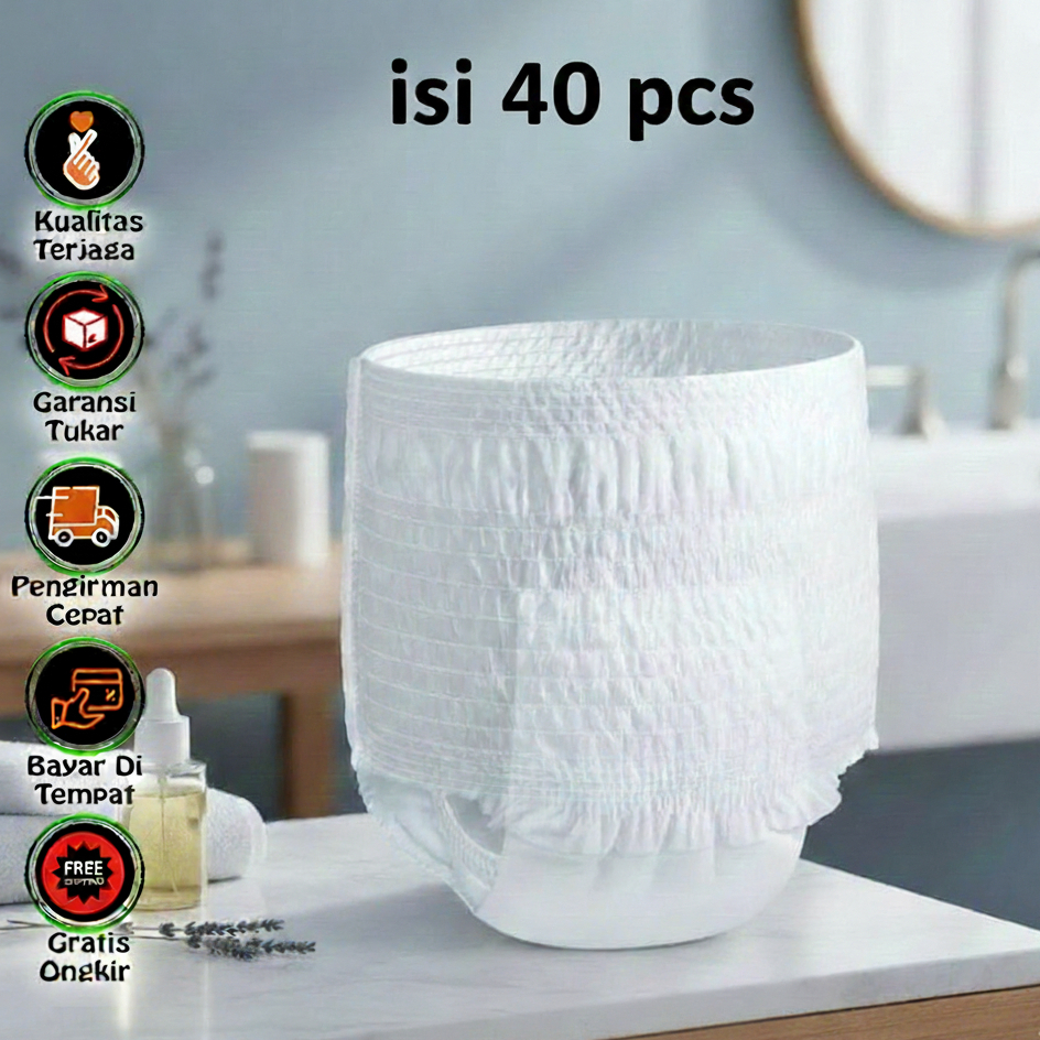 Popok Dewasa Tipe Celana|Isi 40 Pcs|Murah Berkualitas|Daya Serap Tinggi|Anti Bocor|Diapers Adult|Dia