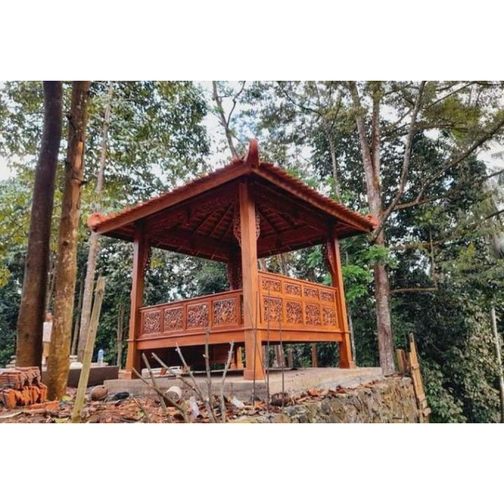 Gazebo Kayu Jati Ukir Modern