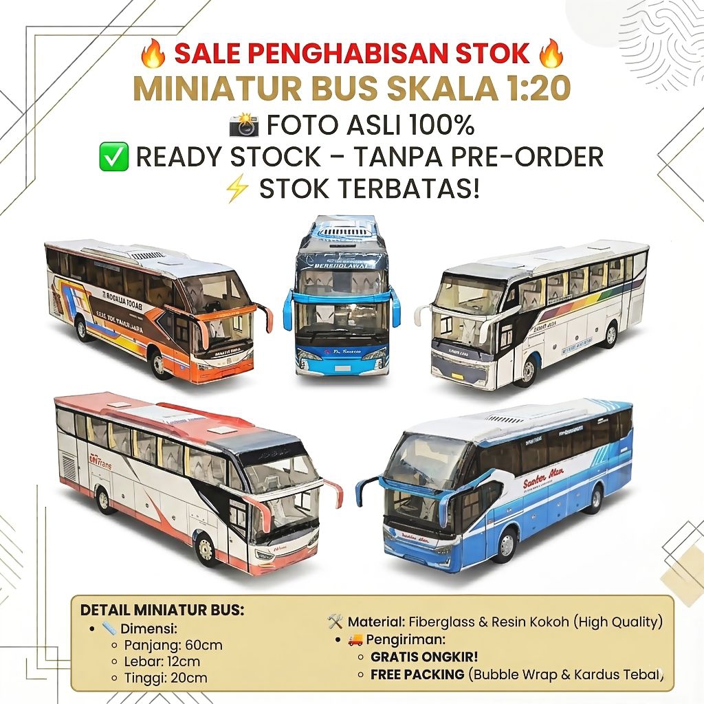 MINIATUR BUS 1:20 JETBUS 5 LEGACY SR3 SKYLANDER R22 R25 AVANTE TERMURAH READY STOCK STOK TERBATAS
