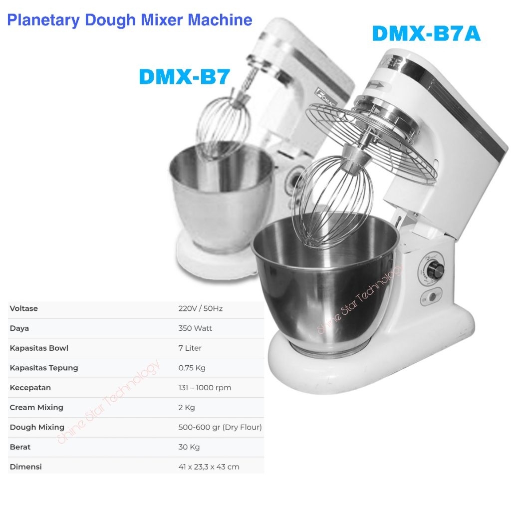 Fomac Planetary Dough Mixer Machine DMX-B7 & DMX-B7A Mesin pengaduk adonan 350W Speed Control