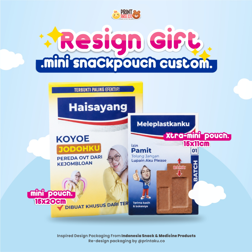 Resign Gifts  | Mini Snack Pouch | Custom Foto & Tulisan | Hadiah Perpisahan Teman Kerja Kado Resign