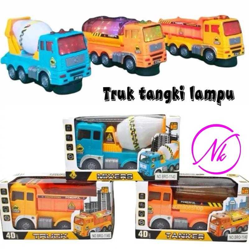 Mainan Anak Mobil Truk lampu dan musik bump And go mobil truck builder tank truk molen SNI