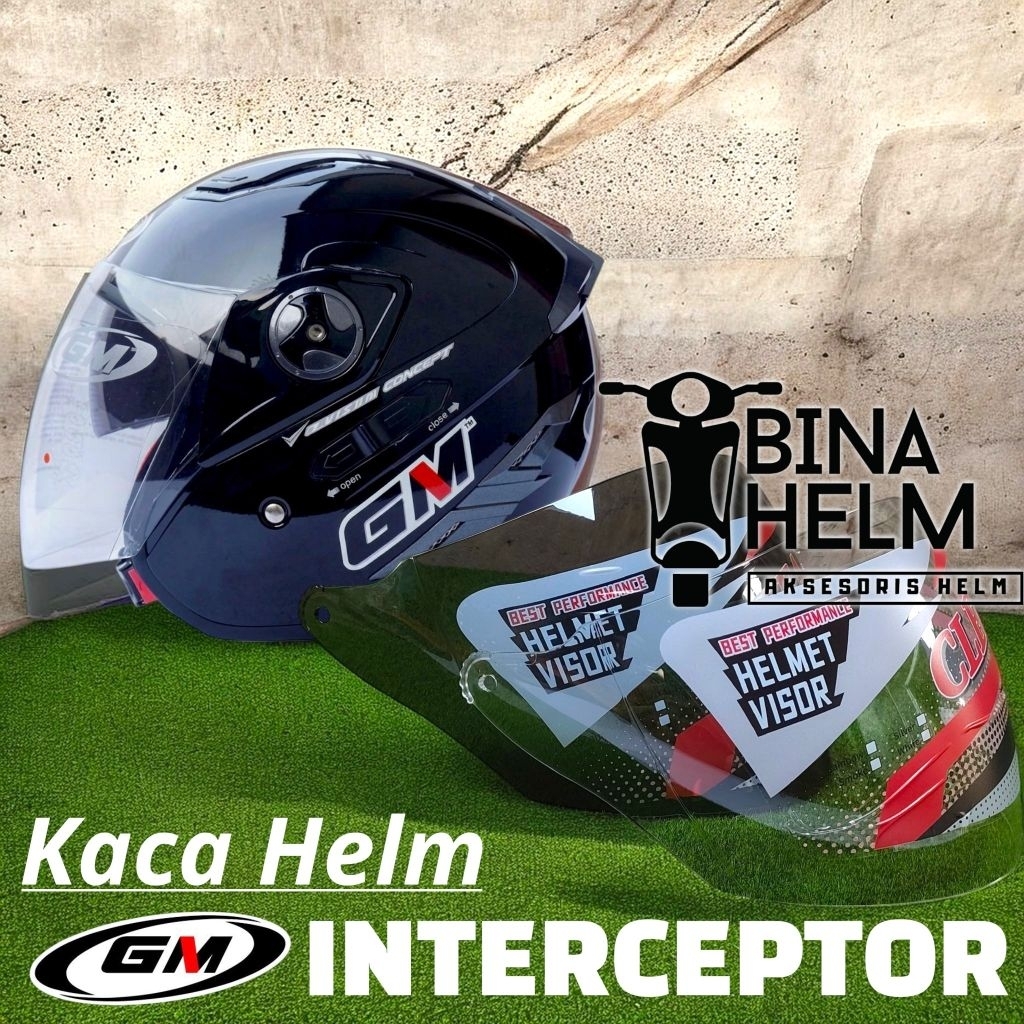 Kaca Helm GM INTERCEPTOR Visor Helm GM INTERCEPTOR Warna Bening Hitam