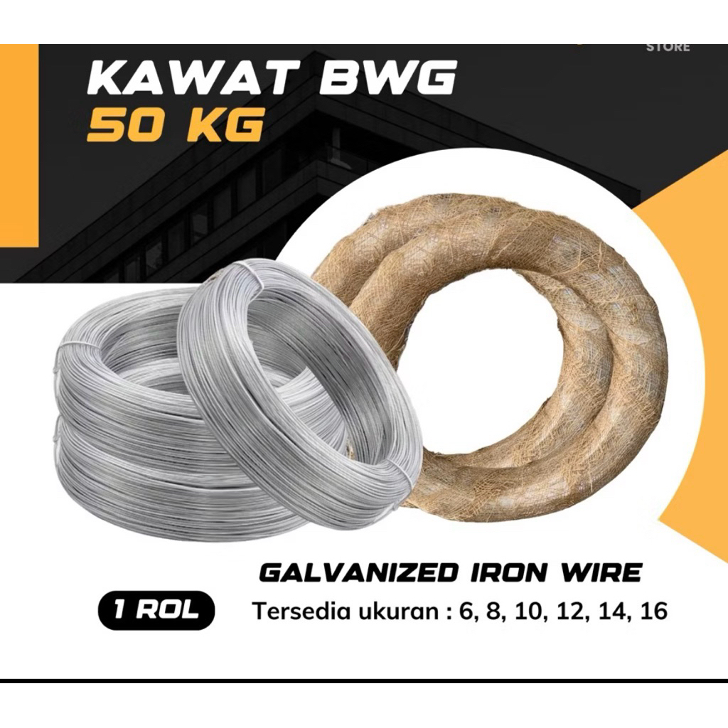 kawat galvanis bwg 6 bwg 8 bwg 10 bwg 12 bwg 14 bwg 16 per roll 50kg