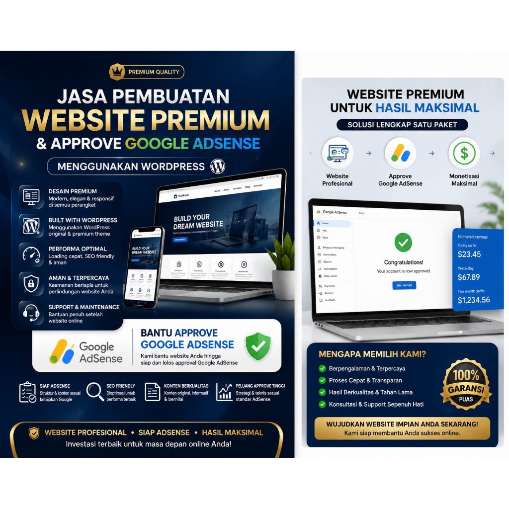 Jasa Pembuatan Website Blog Premium SEO + Approve Google Adsense