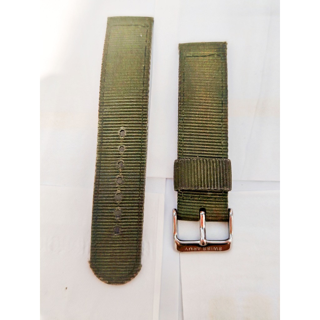 Strap Jam Tangan Military Kanvas Hijau Swiss Army Ukuran 20 mm