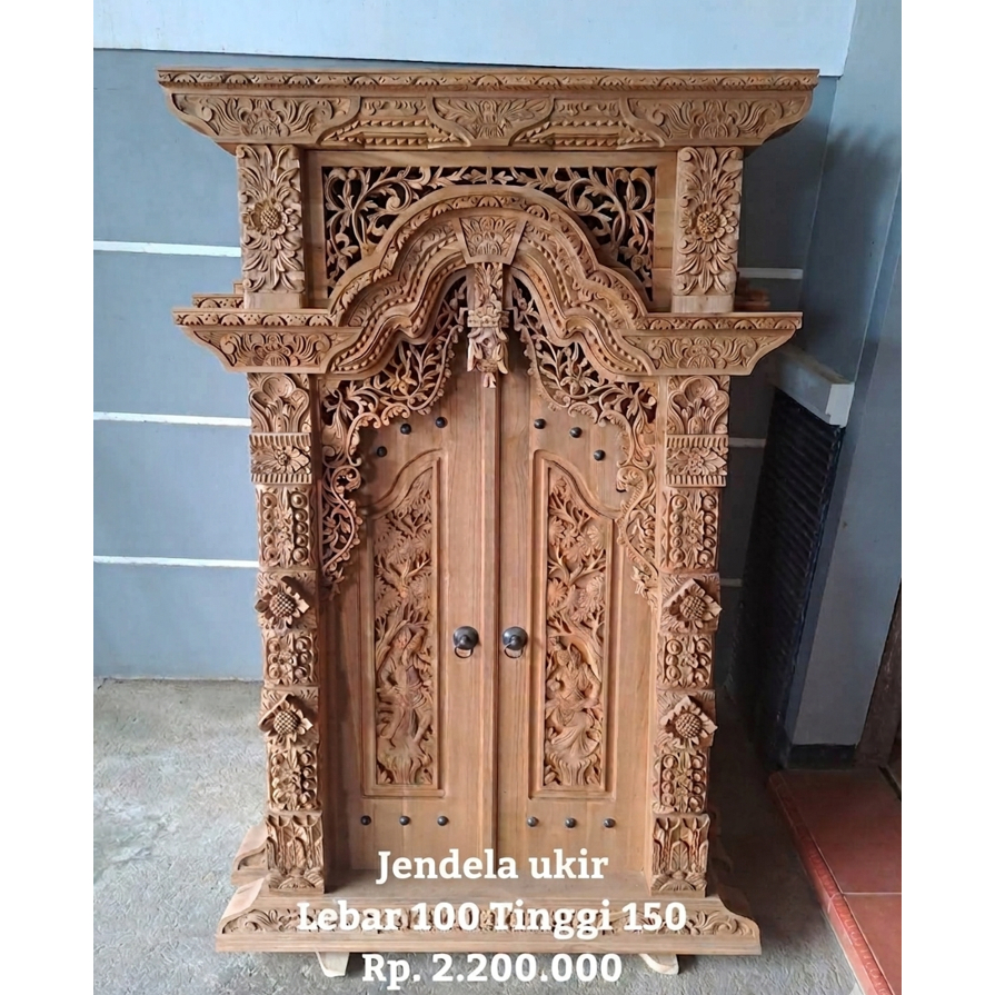FREE ONGKIR Jendela ukir kayu jati asli furniture jati jepara jendela ukir motif ukir relief Ramayan