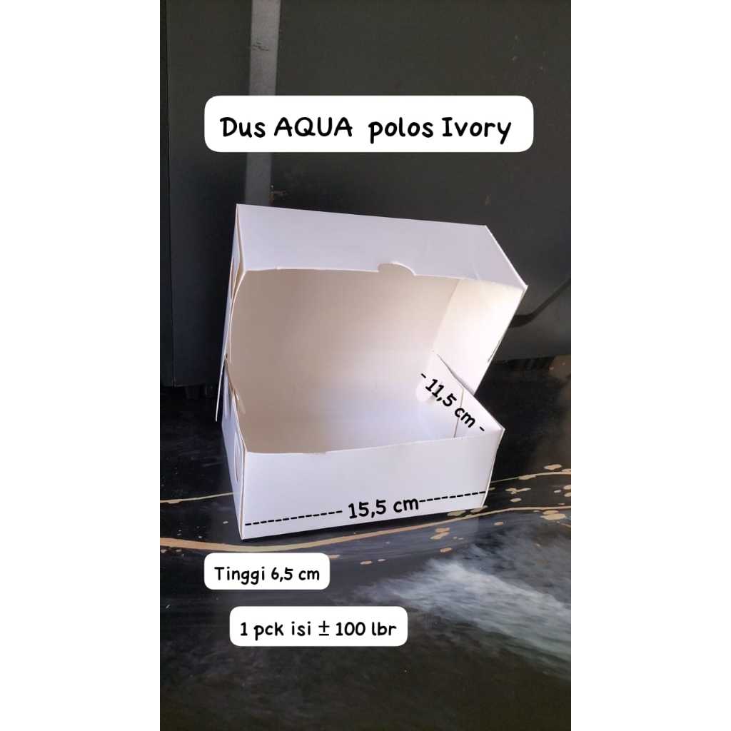 Box Kue AQUA Dus kotak roti putih polos dan ivory uk 15.5 x 11, 5 x 6, 5 cm PER 1 PACK