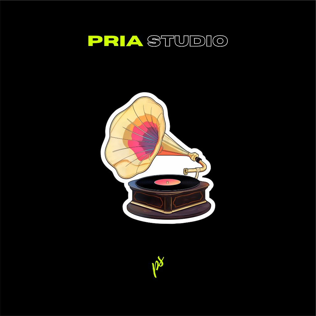 Stiker | Stiker vintage gramophone | vintage gramophone