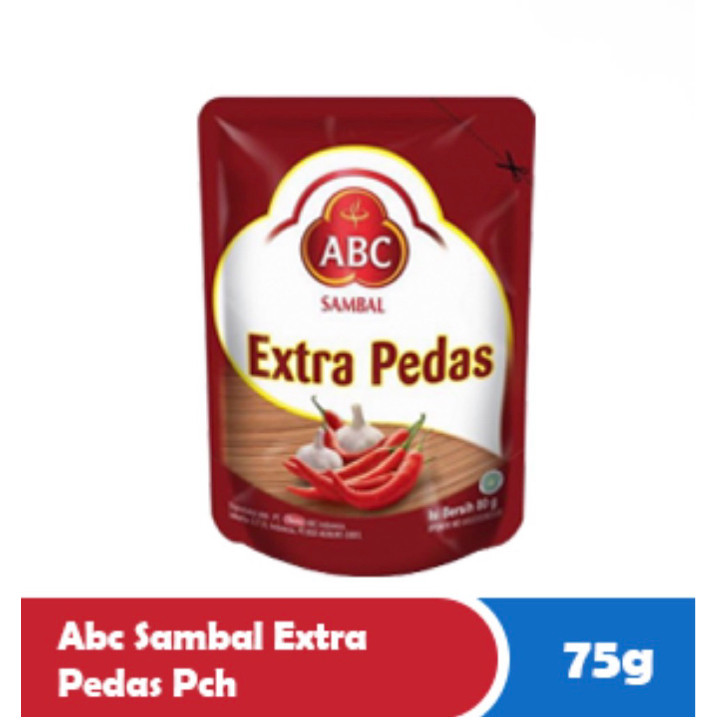 ABC Sambal Extra Pedas Pouch 75g - Saus Sambal Ekstra Pedas Kemasan Sachet Bantal 75 gram