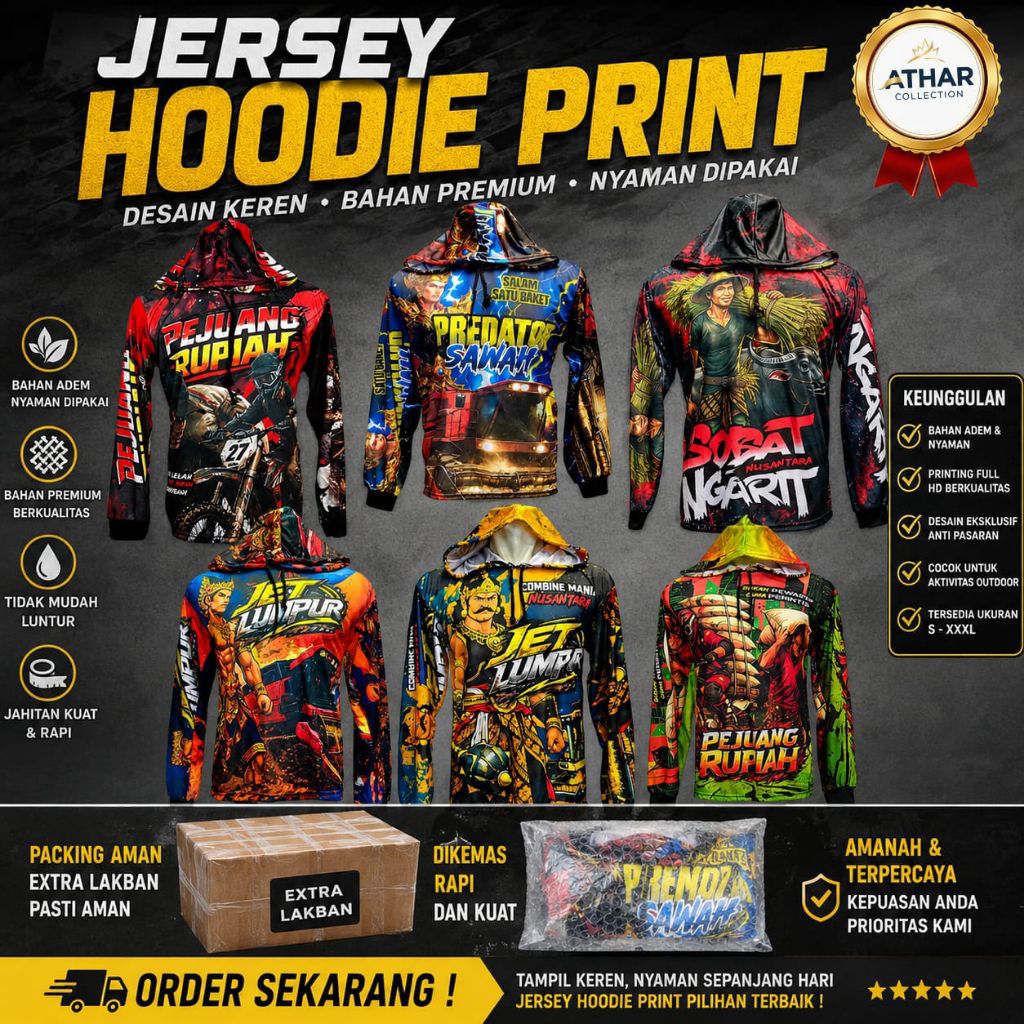 Kaos Jersey Hoodie Fullprinting// Edisi Sobat Ngarit Ojek Gabah JetLumpur