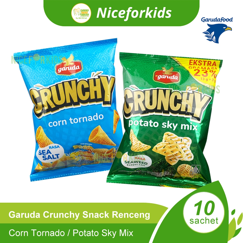 Garuda Crunchy Corn Tornado Renceng / Potato Sky Mix Renceng Isi 10 sachet / Makanan Ringan Gurih