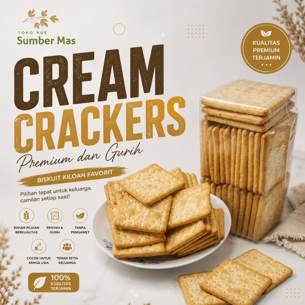 Khong Guan Cream Crackers 500 gr | Biskuit Kiloan | Cemilan jadul | Gabin