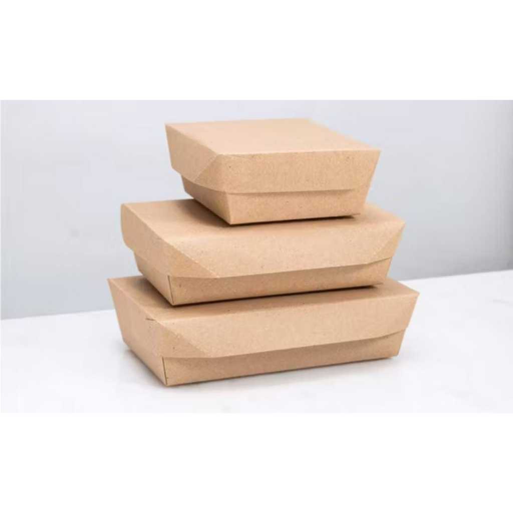 Paper Lunch Box Tebal Putih Uk S M L Kraft Coklat Food Tray Laminasi Kotak Makan Pack Medan
