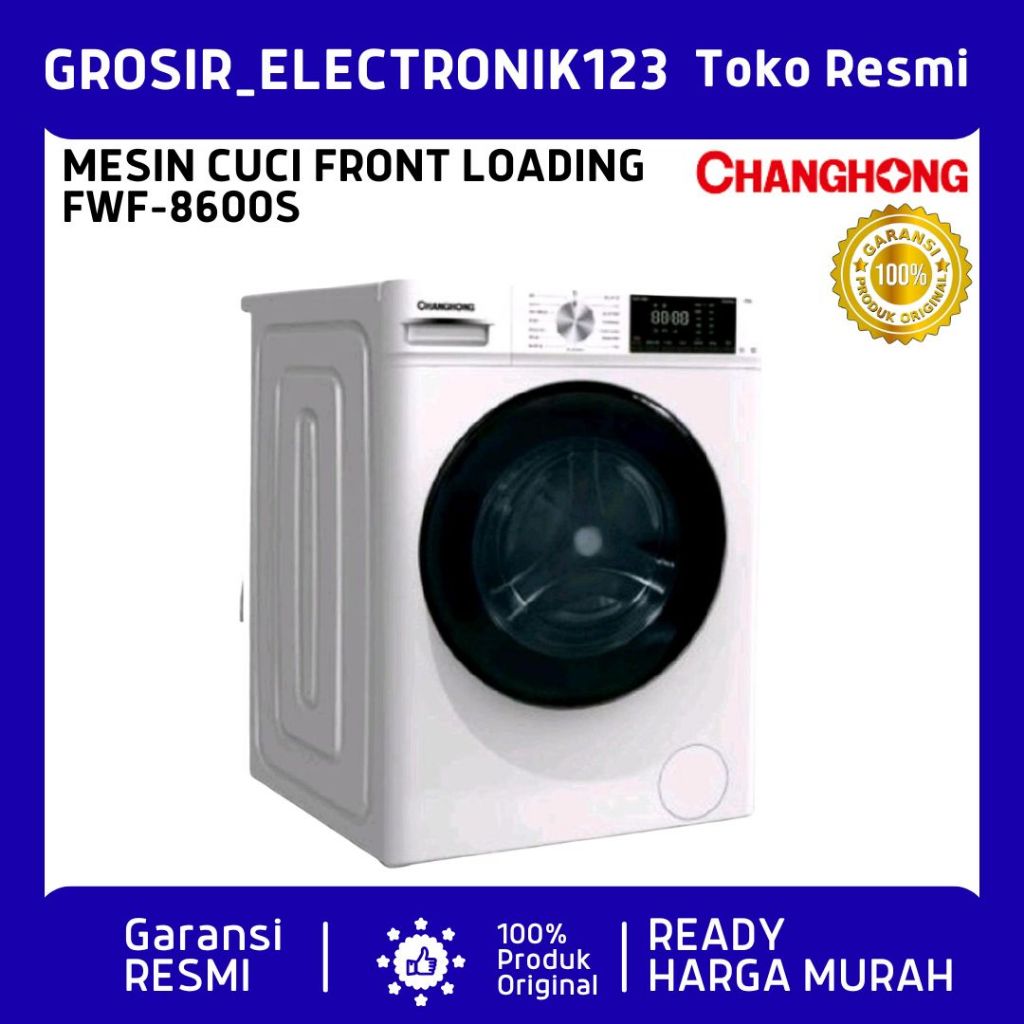 Changhong Mesin Cuci Smart Front Loading Kapasitas 8 kg Model FWF8600S - Bukaan Depan FWF 8600S