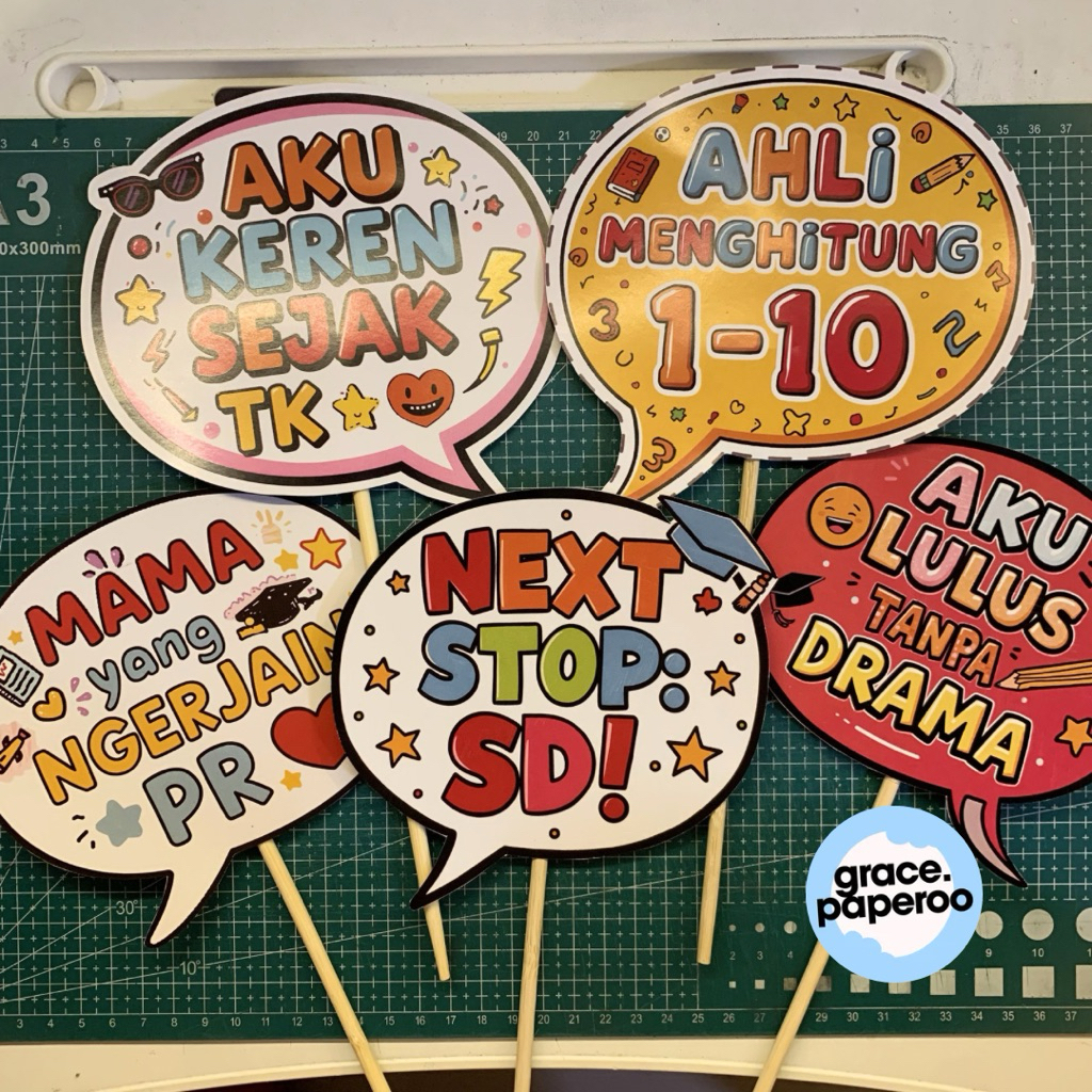 Aksesoris Photobooth Wisuda Perpisahan Graduation TK isi 5 pcs/Photoprops Graduation/Kelulusan/Perpi
