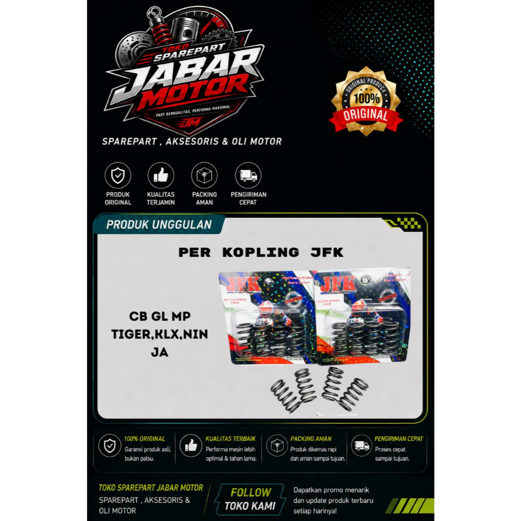 PER KOPLING JFK RACING TIGER,GL,KLX,NINJA, SET MERK JFK