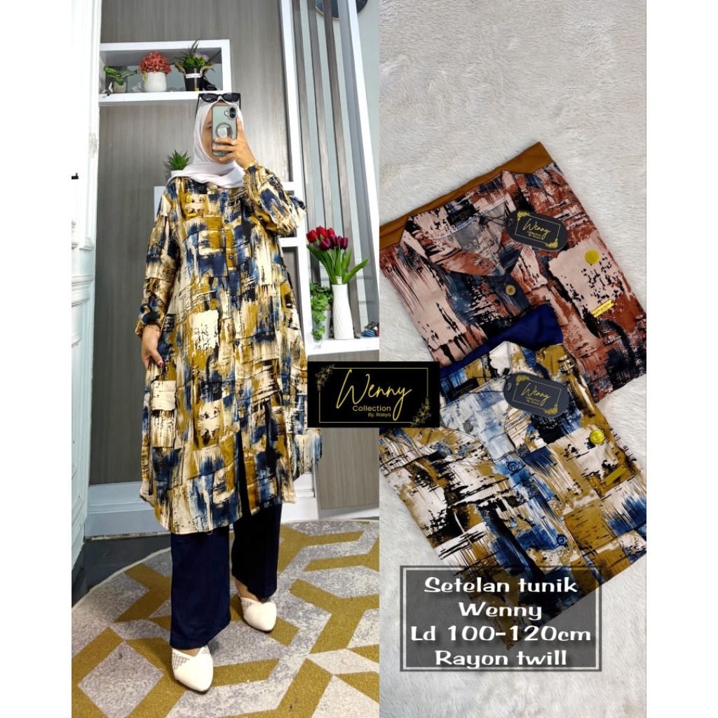 SETLONG TUNIK RAYON KOMBINASI TWILL WENNY