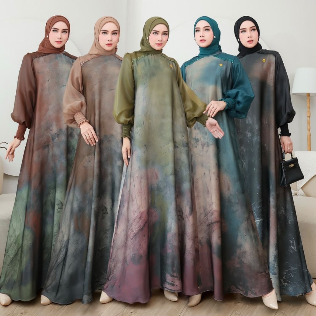 Layka set 2in1 Gamis+Hijab By Ninona Original