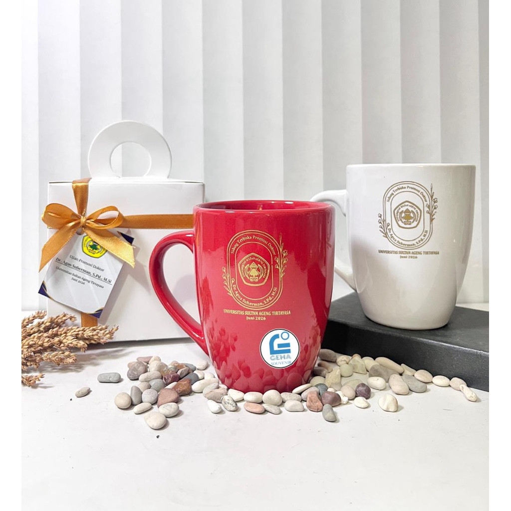 SOUVENIR MUG COREL KERAMIK CUSTOM / SOUVENIR CANGKIR PORSELIN / SOUVENIR PERNIKAHAN / SOUVENIR WEDDI