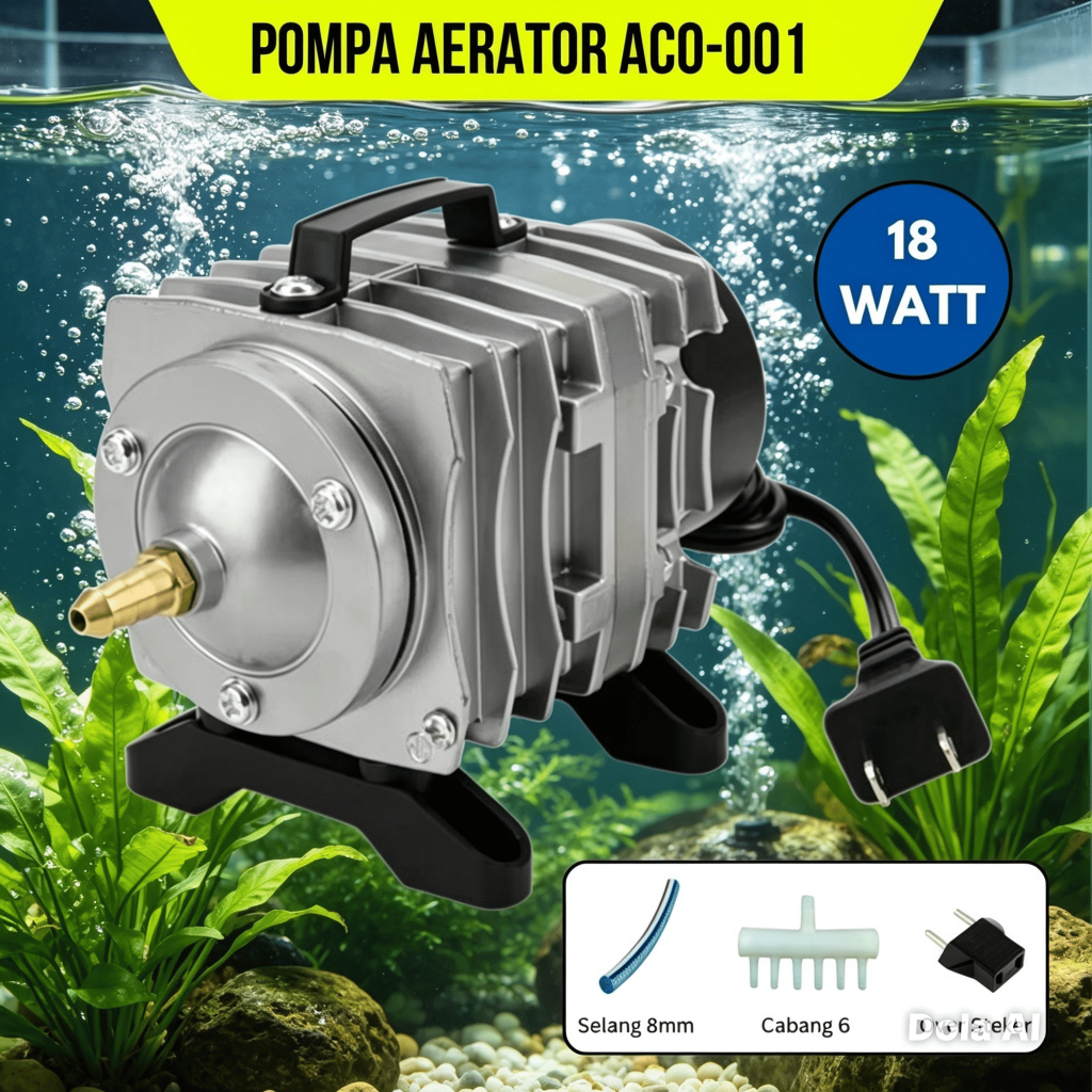 Pompa Aerator Kolam Akuarium ACO 001 Elektromagnetik Blower Gelembung Pompa Udara Ikan Aquarium