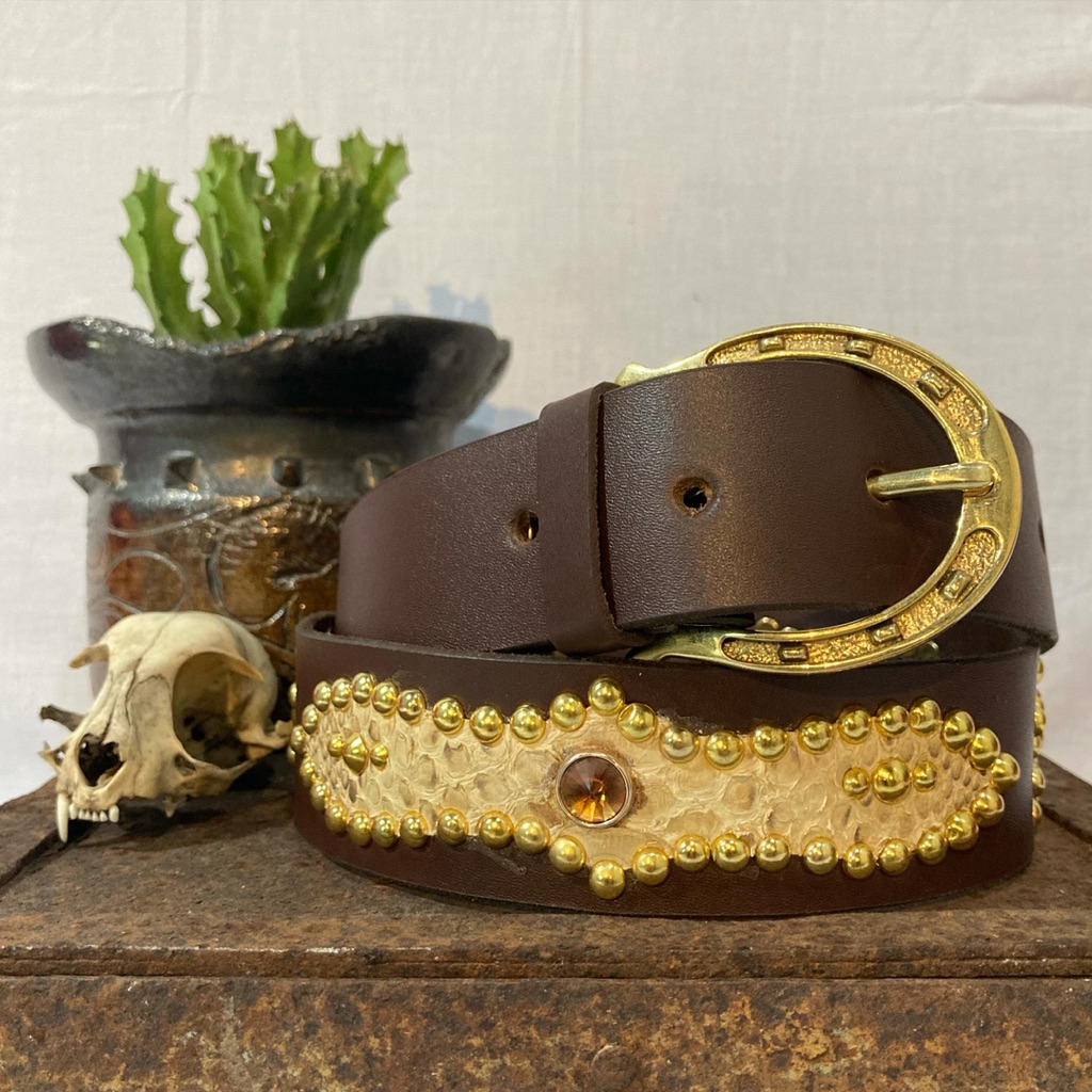 BKW Studded Leather Belt (Long Dome Pattern)