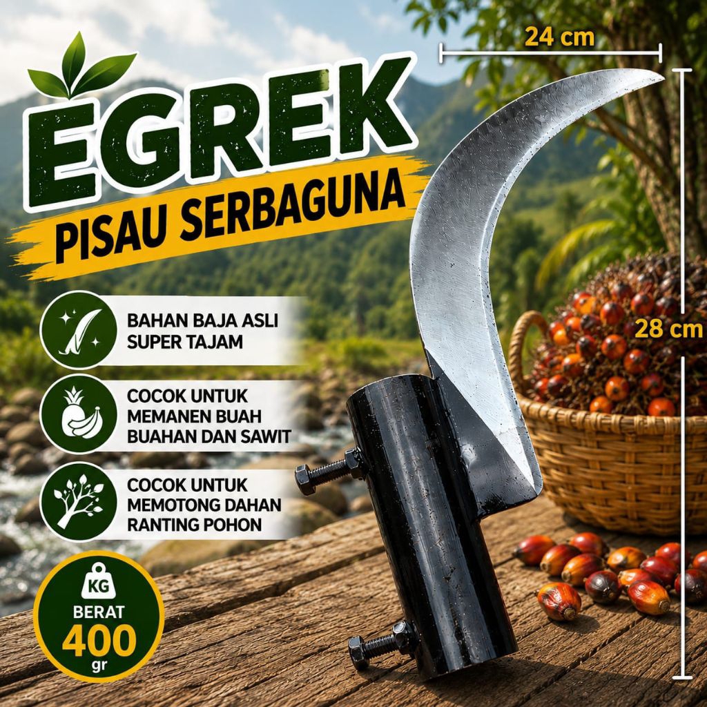 EGREK PISAU SERBAGUNA - Egrek Sawit - Egrek buat potong ranting - egrek panen buah & sawit - Egrek S