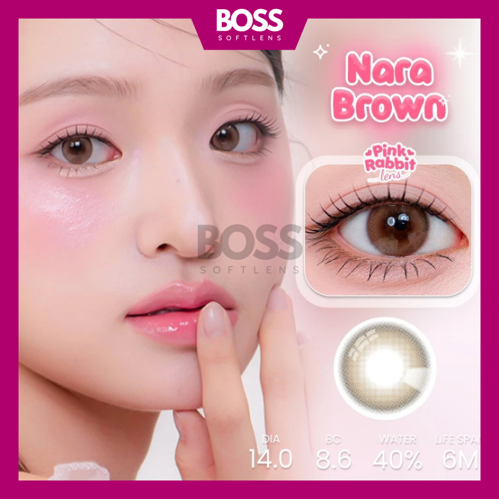 SOFTLENS PINKRABIT NARA BROWN 14 MM BY PINK RABBIT FREE LENSCASE (1PCS / 1 MATA) / SOFTLENS PREMIUM 