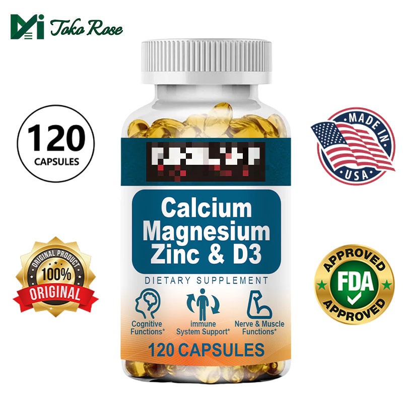 Kirkland Calcium Magnesium Zinc & D3 120 Kapsul - Dukung Otak, Imun & Fungsi Saraf Otot