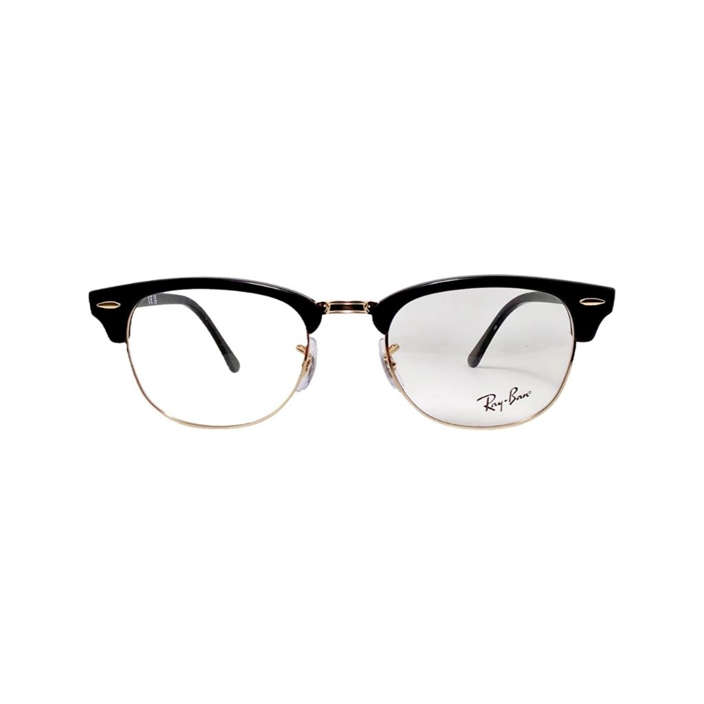 Frame Kacamata Clubmaster Rayban Original Rb5154 5784 51-21-145 Black on Gold