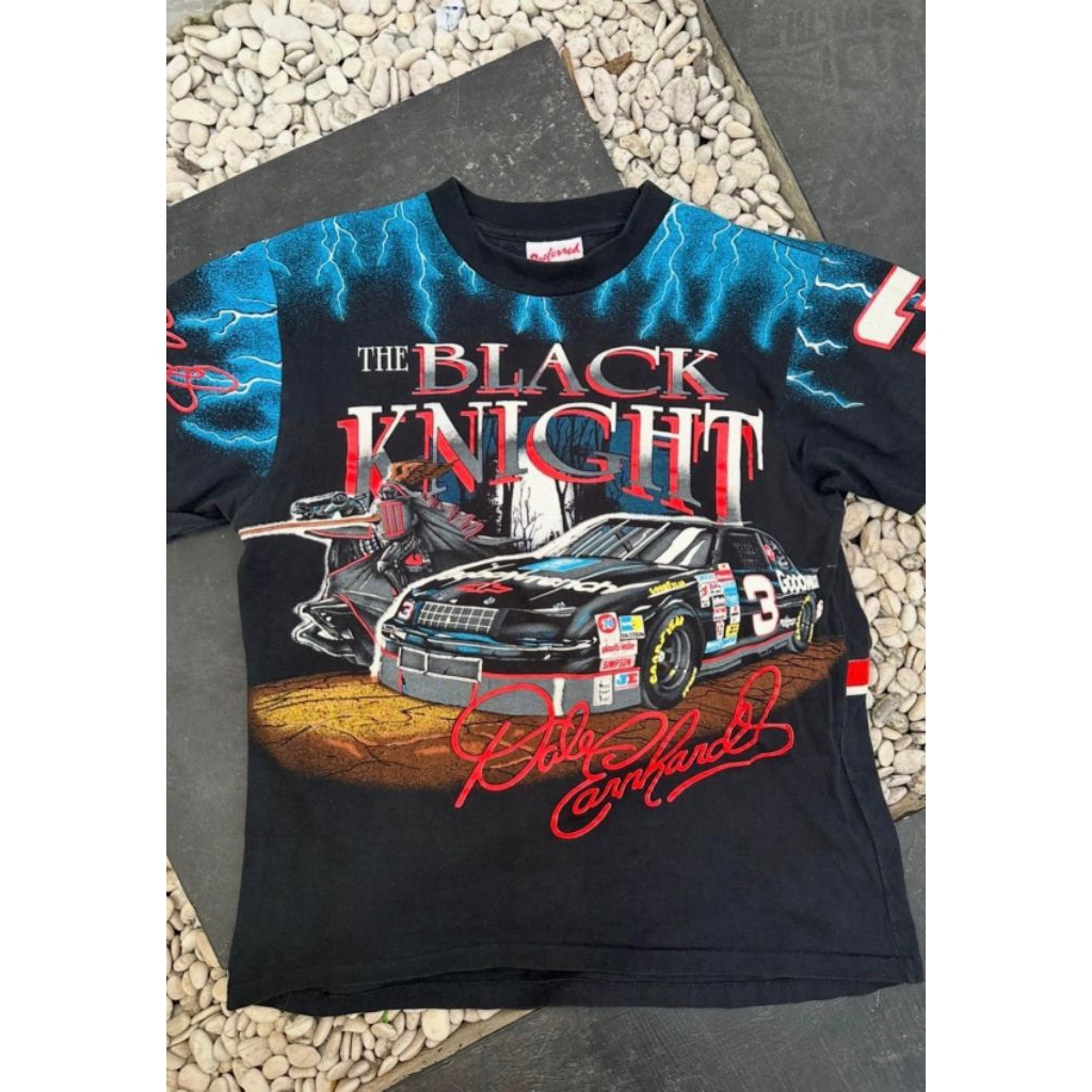 Tshirt Vintage 90s Dale Earnhardt Black Knight NASCAR Lightning AOP